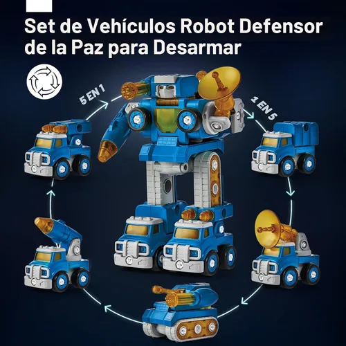 Miniatura 2 de CubicFun - Juguete de robot-vehículo para desmontar, 5 en 1, juguetes de construcción para niños de 5 años, multicolor