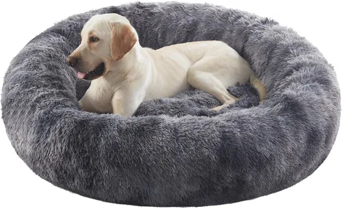 Miniatura 21 de Cama para Perros con Forma de Dona de 45 Pulgadas para Perros Extra Grandes, Cama Redonda Esponjosa Calmante Jumbo para Mascotas con Funda Removible