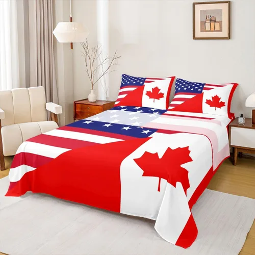 Miniatura 25 de Erosebridal Juego de sábanas de la bandera estadounidense tamaño individual, juego de sábanas de hockey para niños y adolescentes, juego deportivo