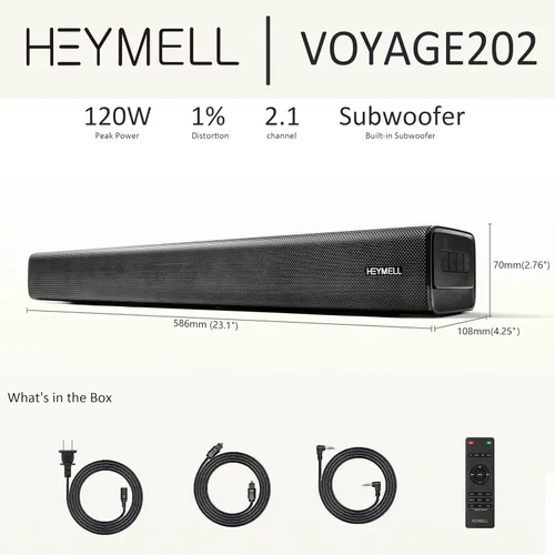 Miniatura 2 de Barra de sonido pequeña de 2.1 canales y 120 W para TV, PC, proyector, barra de sonido de TV de 23 pulgadas con subwoofer incorporado. Potenciador