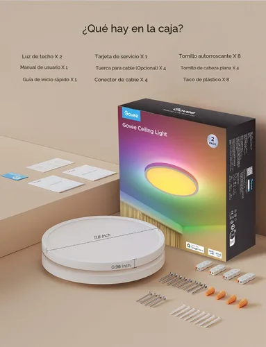 Miniatura 9 de Govee RGBIC - Lámpara de techo inteligente, lámpara de techo LED de 2400 lm, lámpara de montaje empotrado de 2400 lúmenes, colores de bricolaje