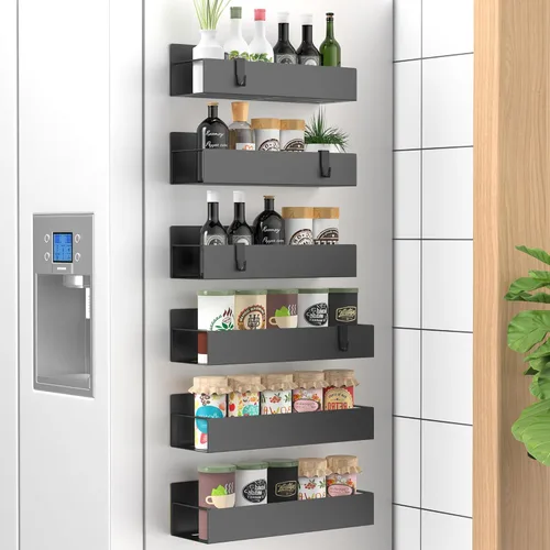 Miniatura 23 de HuggieGems Paquete de 4 Organizadores Magnéticos de Almacenamiento de Especias para Refrigerador y Horno, Organizadores y Almacenamiento Gris