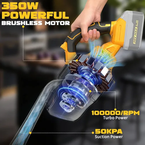 Miniatura 4 de Aspiradora inalámbrica compatible con batería Dewalt de 20 V (sin batería), 50 kPa 125 AW de succión fuerte 5 filtros HEPA Boquilla 4 en 1