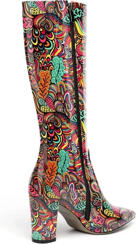 Miniatura 110 de AMBELIGHT Botas altas hasta la rodilla con cremallera y puntera puntiaguda para mujer, de patente sólida, tacón alto, 3.3 pulgadas