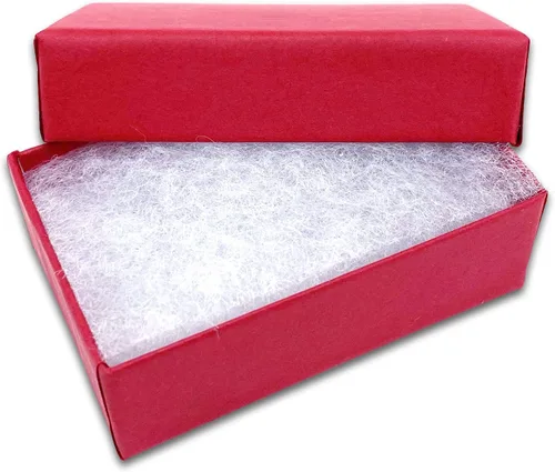 TheDisplayGuys - Paquete de 100 cajas de regalo de papel de cartón relleno de algodón #21, color rojo mate (2 58 x 1 58 x 1 pulgadas), metal, papel