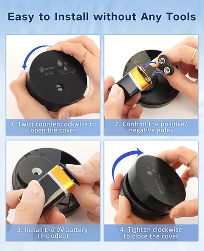 Miniatura 5 de Geevon 1 paquete de detectores de fugas de agua, sensor de agua de 100 dB, detector de inundación para sótanos, baños, lavanderías, cocinas, garajes