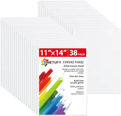 Miniatura 9 de Simetufy Paquete de 36 unidades de tablas de lienzo de 5 x 7 pulgadas, lienzos pequeños para pintar para niños, paneles de lienzo en blanco
