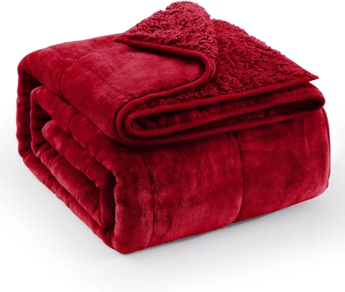 Miniatura 25 de Manta con Peso de Vellón Sherpa para Adultos Excelente para Dormir, 15 libras de Doble Cara Suave y Difusa Mantas Pesadas para Sofá Cama Sofá
