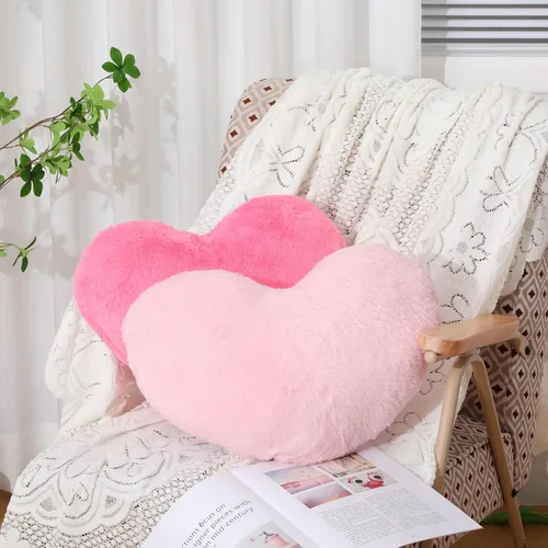 Miniatura 4 de Remerry 4 almohadas de corazón, almohadas de San Valentín, almohada decorativa para dormitorio, cama, sofá, fiesta de pijamas para niños y niñas