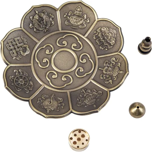 Miniatura 9 de Juego de soporte para quemador de incienso de cobre, cuenco de cobre martillado para uso en altar, plato de joyería, rituales, incienso, manchas