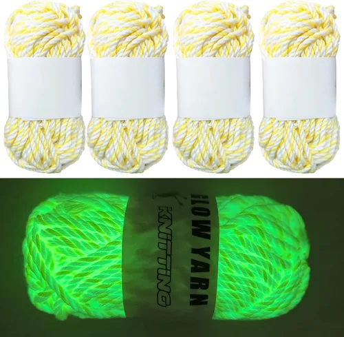 Cordón luminoso para macramé, cuerda de punto bohemia para manualidades, cuerda de manualidades que brilla en la oscuridad, para tejer árbol de