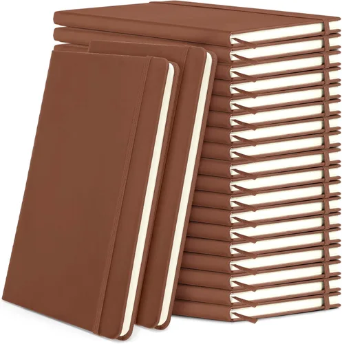 Miniatura 16 de Honoson 20 Pack Lined Journal Notebooks A5 Hardcover Executive Notebook 5.5" x 8.3" PU Leather Wide Ruled Journals Bulk with Elastic Band for Home