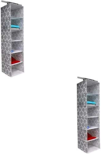 Home Basics Almacenamiento de armario no tejido Arabesque (2, 6 estantes colgantes organizador de armario)