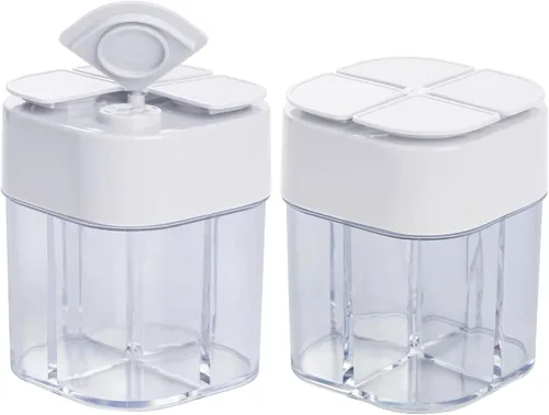 Miniatura 9 de Paquete de 2 recipientes de especias 4 en 1, salero y pimentero, transparente, para filtrar bultos, tarros de especias para el hogar, restaurante