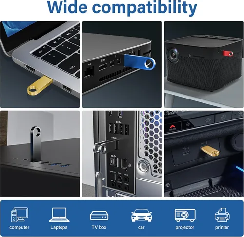 Miniatura 6 de Paquete de 5 memorias USB de 128 GB con llaveros, Wooolken memorias USB 2.0 de metal elegante para PC, computadora portátil, computadora 5 PZAS