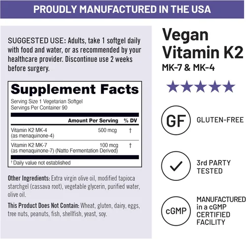 Miniatura 4 de NatureWise Suplemento de vitamina K2 de 600 mcg con MK-7 100mcg y MK-4 500mcg - Fórmula mejorada biodisponible - Complejo K para la salud ósea