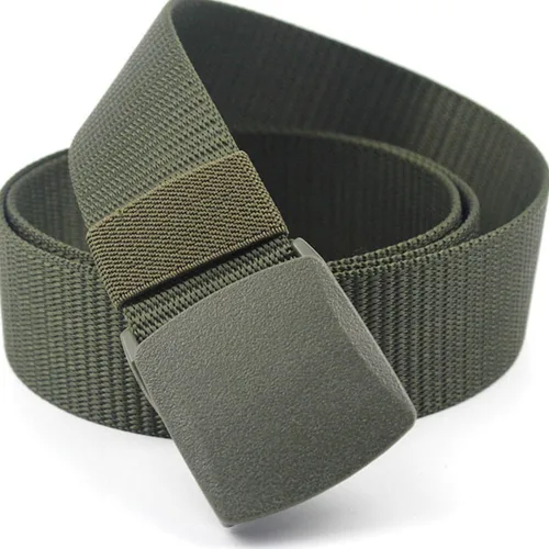 Miniatura 2 de Cinturón táctico de nailon para hombres, ajustable, casual, resistente al aire libre, con hebilla de plástico duradera