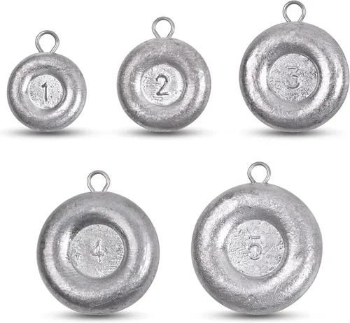 Miniatura 10 de Pesas de pesca de disco, pesos de hundimiento de monedas, pesos de pesca de agua salada, pesca de surf, aparejos de pesca de gato, 8 onzas, 6 onzas