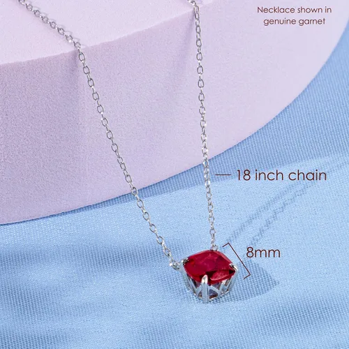 Miniatura 5 de Nicole Miller Collar de piedra natal de 3 quilates de corte cojín para mujer, collares con colgante de plata de ley 925, cadena ajustable de 18