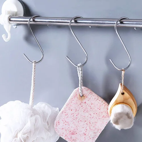 Miniatura 5 de Paquete de 100 ganchos en S de acero inoxidable de 2.75 pulgadas en forma de S, ganchos en S resistentes para colgar sartenes y ollas, tazas