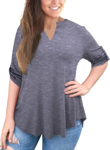 Miniatura 2 de a.Jesdani - Blusas de manga 34 que se enrollan, con cuello en V, diseño tipo túnica, talla extragrande para mujer