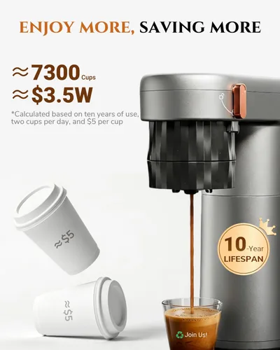 Miniatura 7 de C1 - Mini máquina de café expreso compacta con café molido, cafetera portátil recargable, pequeña máquina de espresso eléctrica para viajes