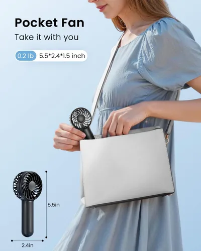 Miniatura 3 de Gaiatop Mini ventilador de mano portátil, 3 velocidades potente operado con batería, pequeño ventilador personal recargable por USB para pestañas