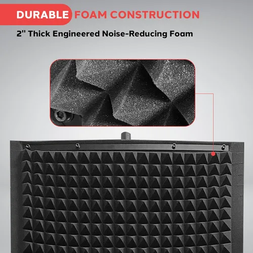 Miniatura 6 de Pyle Panel de aislamiento de micrófono con soporte de trípode de altura ajustable - Pared de amortiguación de sonido de espuma de alta densidad de 2