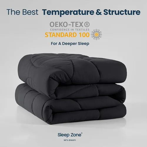 Miniatura 8 de SLEEP ZONE - Juego de edredón reversible y refrescante tamaño matrimonial, relleno alternativo suave, transpirable y cálido para todo el año, lado A