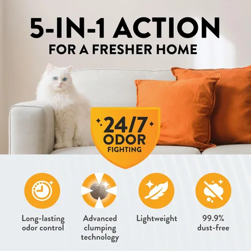 Miniatura 2 de ARM & HAMMER Hardball Arena Ligera de Platino Multi-Gato Aglomerante para Gatos Control de Olores, Fácil Recogida Sin Desorden, Aroma Flor