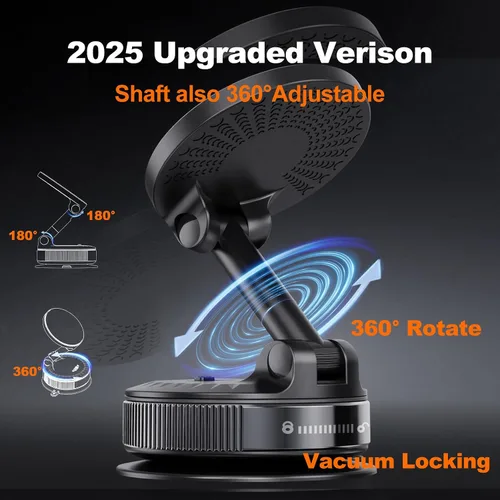 Miniatura 7 de Soportes de teléfono para tu automóvil [base de nano-gel de 108 libras + succión al vacío y 3600 gf magnético] Soporte ajustable de 360°