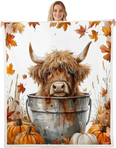 Miniatura 17 de Manfei Hello Fall Throw Blanket Pumpkin Maple Leaf Plaid Patchwork Fleece Blanket Autumn Theme Cozy Throws for Bed Couch Sofa,Kids Boys Girls Room