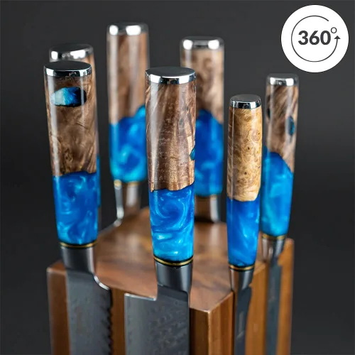 Miniatura 4 de SENKEN - Bloque magnético giratorio para cuchillos sin cuchillos, madera dura de acacia natural, rotación de 360 grados, imanes de neodimio ultra