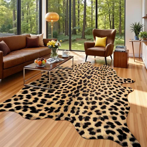 Miniatura 9 de Alfombra de piel de vaca sintética AROGAN, alfombra premium con estampado de vaca para decoración occidental boho, piel de vaca para dormitorio