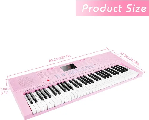 Miniatura 7 de Teclado de Piano Vangoa VGK610, Teclado de Música Portátil de 61 Teclas Mini para Principiantes con Micrófono, 3 Modos de Enseñanza, 350 Tonos, 350