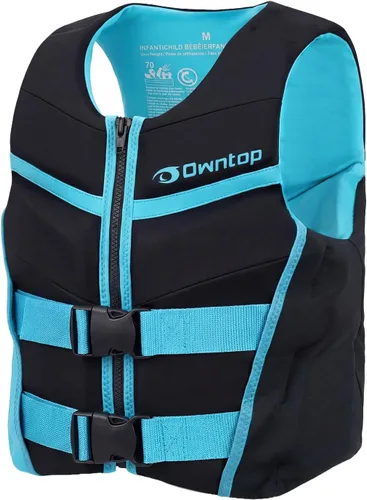 Miniatura 14 de Owntop Chaleco de natación para niños jóvenes Ligero y de secado rápido Hebillas ajustables y cremallera Kayak, entrenamiento de natación, Azul