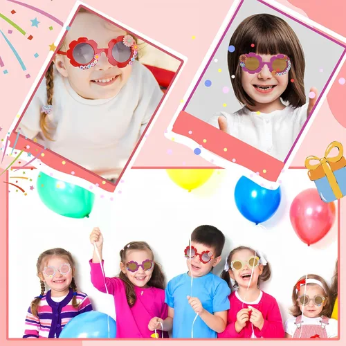 Miniatura 3 de Tialero 6Pcs12Pcs Round Flower Sunglasses, Outdoor Kids Sunglasses +380 Beads, 60 Daisy Flower Charms