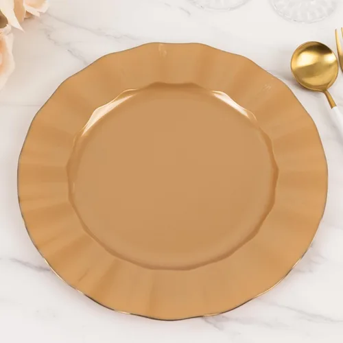 Miniatura 56 de Efavormart - Platos de cena de 11 pulgadas – Juego de 10 platos desechables redondos de plástico negro con borde dorado rizado – Vajilla elegante