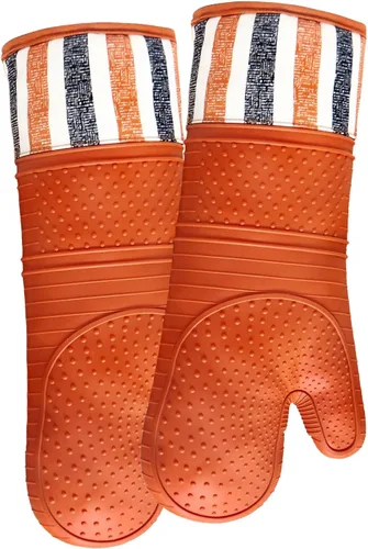 Miniatura 11 de Guantes de horno resistentes al calor de 550 grados, guantes de silicona para horno, 1 par, guantes de horno profesionales extra largos, aptos