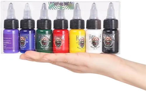 Miniatura 5 de HAWINK Juego de tinta de tatuaje 1/2oz (0.5 fl oz) suministro de tatuaje 7 colores kit de pigmento TI203-15-7