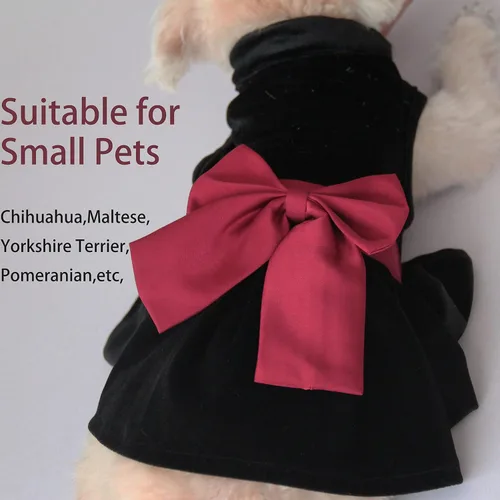 Miniatura 5 de Vestidos para Mascotas para Perros Pequeños y Gatos Hembra, Lindo Vestido de Princesa con Lazo para Cachorro, Camisa Falda para Todo Clima, Ropa