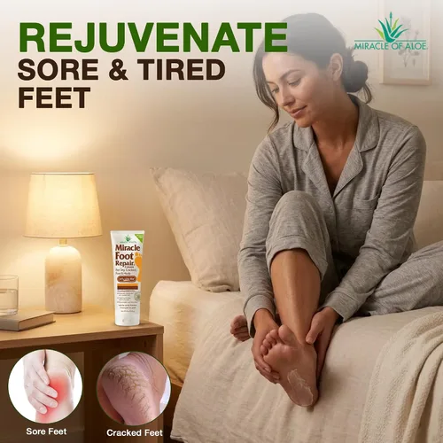 Miniatura 3 de Miracle Foot Repair Cream, (1 onza/3 unidades) repara talones y pies secos agrietados, 60% ultraaloe puro hidrata, suaviza y repara