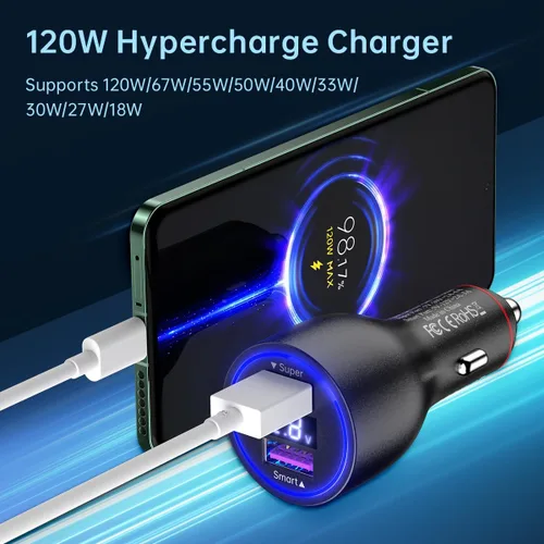 Miniatura 2 de Para Xiaomi Cargador de coche 120W 100W 90W 67W Hypercharge Cargador rápido para Xiaomi 17 15 14 13 12 14t 13t 12t 12s Pro Lite Redmi Note K80 K70