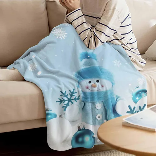 Miniatura 2 de Mantas de Tiro de Muñeco de Nieve de Navidad, Manta de Vellón Suave de Vacaciones de Invierno Decorativa para Hogar Sofá Sillón Silla Sala de Estar