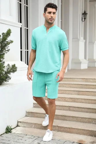 Miniatura 87 de FZNHQL Conjunto deportivo de moda para hombre, 2 piezas, casual, atlético, para correr, manga corta/larga, conjunto para hombre