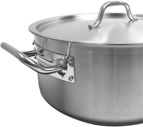 Miniatura 5 de TrueCraftware - Olla de acero inoxidable de 15 cuartos de galón con base encapsulada y cubierta - Olla de brasero de alta resistencia para sopa