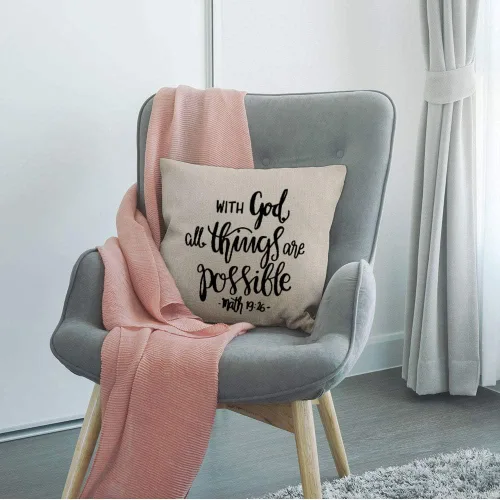 Miniatura 3 de HGOD DESIGNS Funda de almohada con versículo bíblico, esperanza cristiana religiosa con Dios, todas las cosas son posibles, fundas de almohada