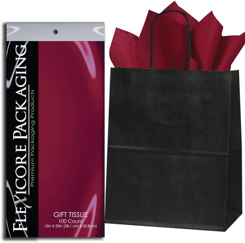 Miniatura 6 de Flexicore Packaging® Bolsas de regalo de papel kraft negro de 8 x 4.75 x 10.25 pulgadas + papel de seda de regalo (azul rey, 5 bolsas)