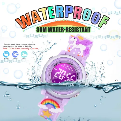 Miniatura 11 de Relojes impermeables de dibujos animados 3D para niñas con alarma, los mejores regalos de juguetes para niñas de 3 a 12 años