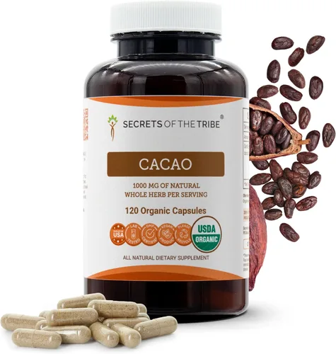 Miniatura 7 de Cacao 60 Cápsulas, 1000 mg, Cacao (Theobroma Cacao) Granos Crudos Secos (60 Cápsulas)